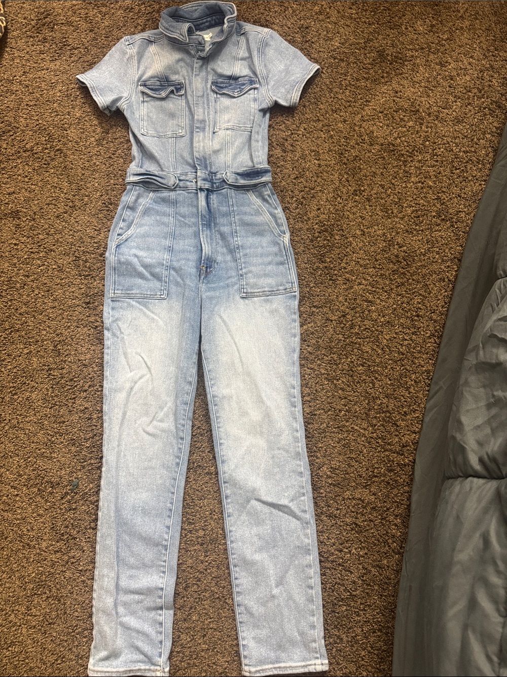 Good American Light Blue Denim Jumpsuit